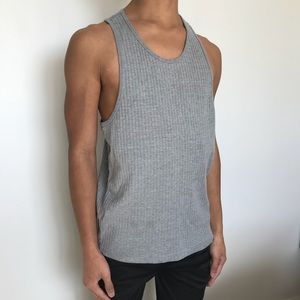 Gray Ribbed Tank Top